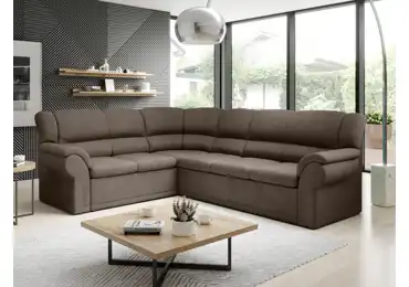 Rohová sedačka MUSTELIN levá, hnědá látka