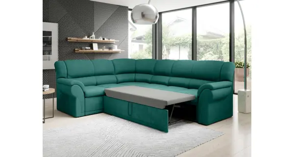 Rohová sedačka MUSTELIN levá, tmavě hnědá látka