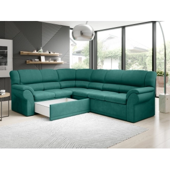 Rohová sedačka MUSTELIN levá, zelená látka