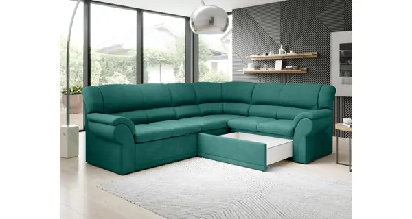 Rohová sedačka MUSTELIN pravá, hnědá látka