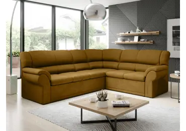 Rohová sedačka MUSTELIN pravá, hořčicová látka