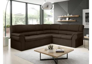 Rohová sedačka MUSTELIN pravá, tmavě hnědá látka