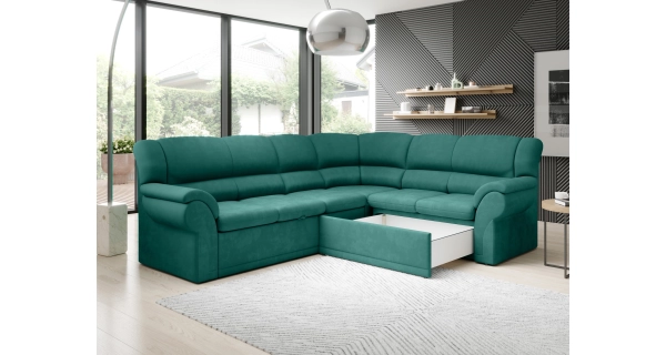 Rohová sedačka MUSTELIN pravá, tmavě modrá látka