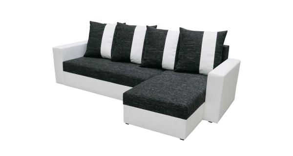 Rohová sedačka NOGAL, černá látka/bílá ekokůže