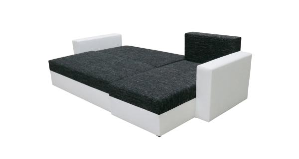 Rohová sedačka NOGAL, černá látka/bílá ekokůže