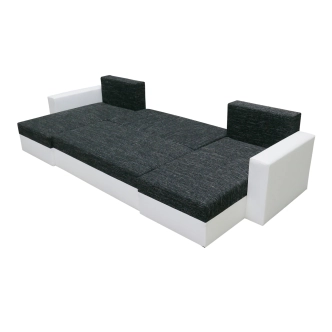 Rohová sedačka NOGAL U, černá látka/bílá ekokůže