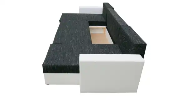 Rohová sedačka NOGAL U, černá látka/červená ekokůže