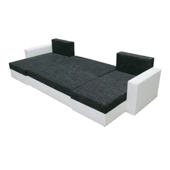 Rohová sedačka NOGAL U, hnědá látka/hnědá ekokůže