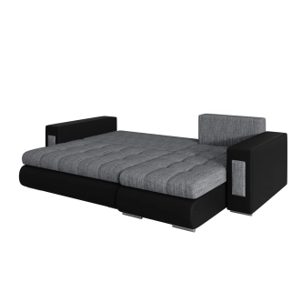 Rohová sedačka OROSTA, šedá látka/černá ekokůže