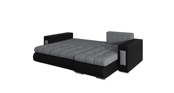 Rohová sedačka OROSTA, šedá látka/černá ekokůže