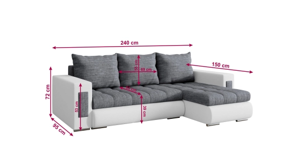 Rohová sedačka OROSTA, šedá látka/černá ekokůže