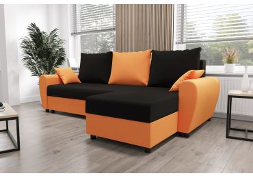 Rohová sedačka PERKSUM, černá/oranžová
