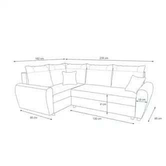 Rohová sedačka PERKSUM PLUS, levá, béžová/hnědá