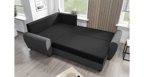 Rohová sedačka PERKSUM PLUS, levá, hnědá/béžová