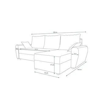 Rohová sedačka PERKSUM, světle šedá/krémová