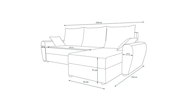 Rohová sedačka PERKSUM, světle šedá/krémová