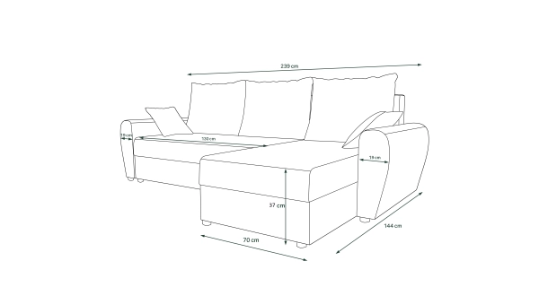 Rohová sedačka PERKSUM, tmavě šedá/světle šedá
