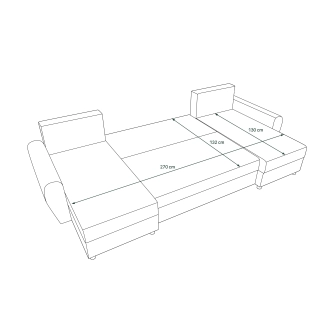 Rohová sedačka PERKSUM U, černá/bílá