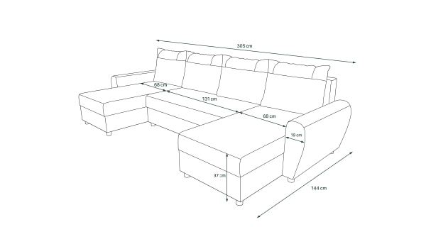 Rohová sedačka PERKSUM U, černá/oranžová