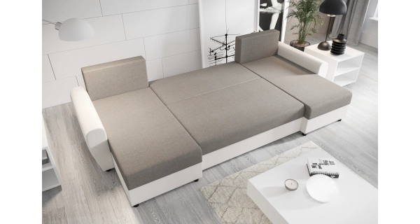 Rohová sedačka PERKSUM U, hnědá/béžová