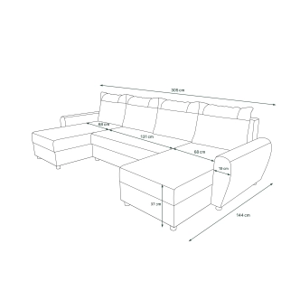 Rohová sedačka PERKSUM U, tmavě šedá
