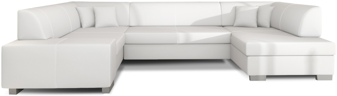 Rohová sedačka PRIETO U 09, pravá, bílá ekokůže