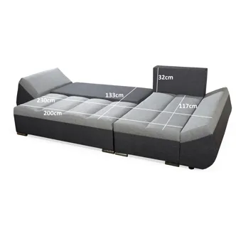 Rohová sedačka RYKER 8, černá/béžová