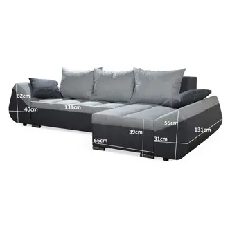 Rohová sedačka RYKER 8, černá/béžová