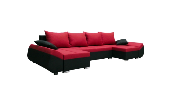 Rohová sedačka RYKER U, červená látka/černá látka