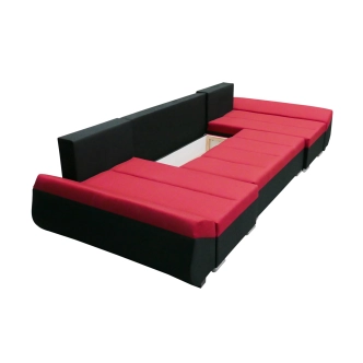 Rohová sedačka RYKER U, modrá látka/černá látka