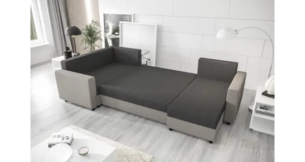 Rohová sedačka SKIPPY LONG, levá, černá/modrá