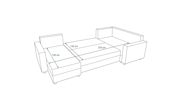 Rohová sedačka SKIPPY LONG, pravá, černá/modrá
