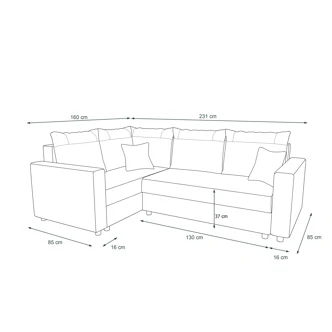 Rohová sedačka SKIPPY PLUS, levá, černá/oranžová