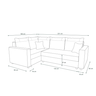 Rohová sedačka SKIPPY PLUS, levá, tmavě šedá