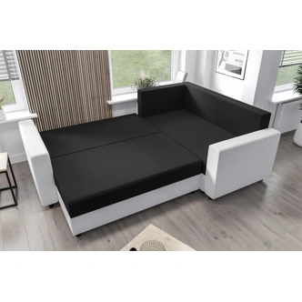 Rohová sedačka SKIPPY PLUS, pravá, černá/bílá
