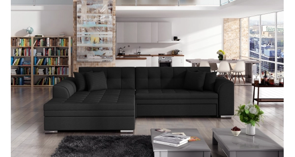 Rohová sedačka STRINA, levá, černá látka