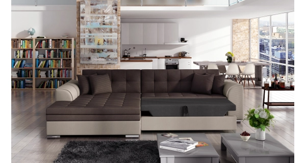 Rohová sedačka STRINA, levá, hnědá/béžová