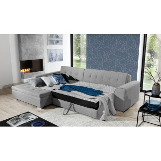 Rohová sedačka STRINA, levá, světle hnědá látka/tmavě hnědá látka