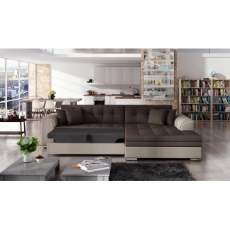 Rohová sedačka STRINA, pravá, hnědá/béžová