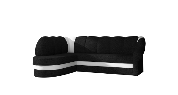 Rohová sedačka TONIL, levá, černá látka/bílá ekokůže