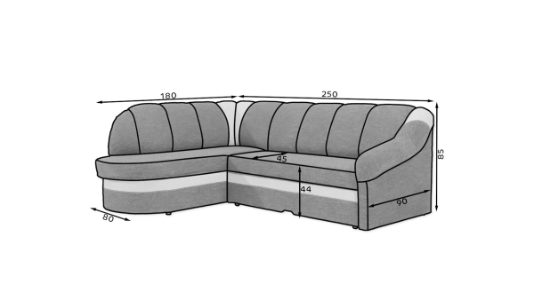 Rohová sedačka TONIL, levá, černá látka/bílá ekokůže