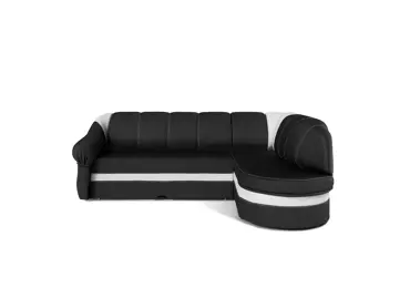 Rohová sedačka TONIL, pravá, černá látka/bílá ekokůže