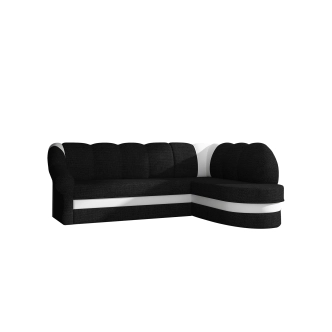 Rohová sedačka TONIL, pravá, černá látka/bílá ekokůže