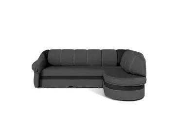 Rohová sedačka TONIL, pravá, tmavě šedá látka/černá ekokůže