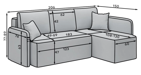 Rohová sedačka TOPIC, modrá, pravá