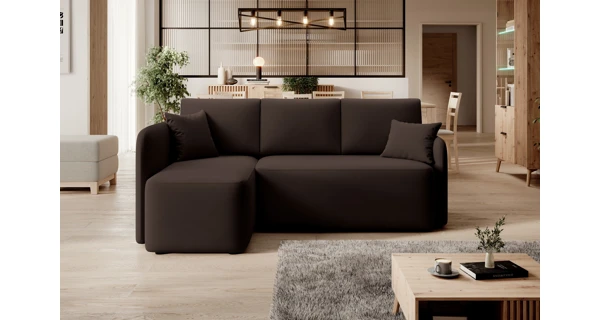 Rohová sedačka TOPIC, tmavě hnědá, levá