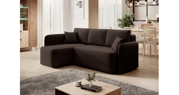 Rohová sedačka TOPIC, tmavě hnědá, levá