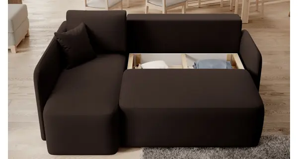 Rohová sedačka TOPIC, tmavě hnědá, levá