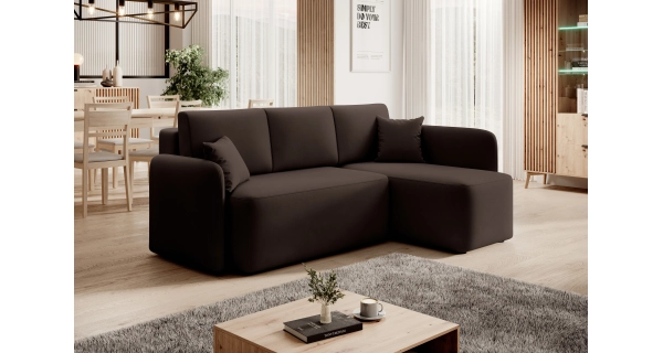 Rohová sedačka TOPIC, tmavě hnědá, pravá