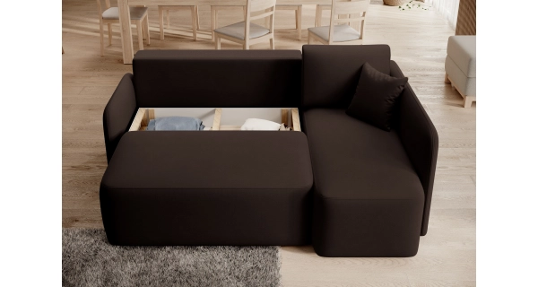 Rohová sedačka TOPIC, tmavě hnědá, pravá